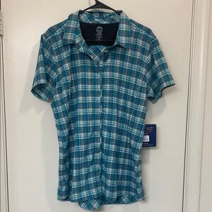 Blue Casual Button Down Shirt with Plaid Design